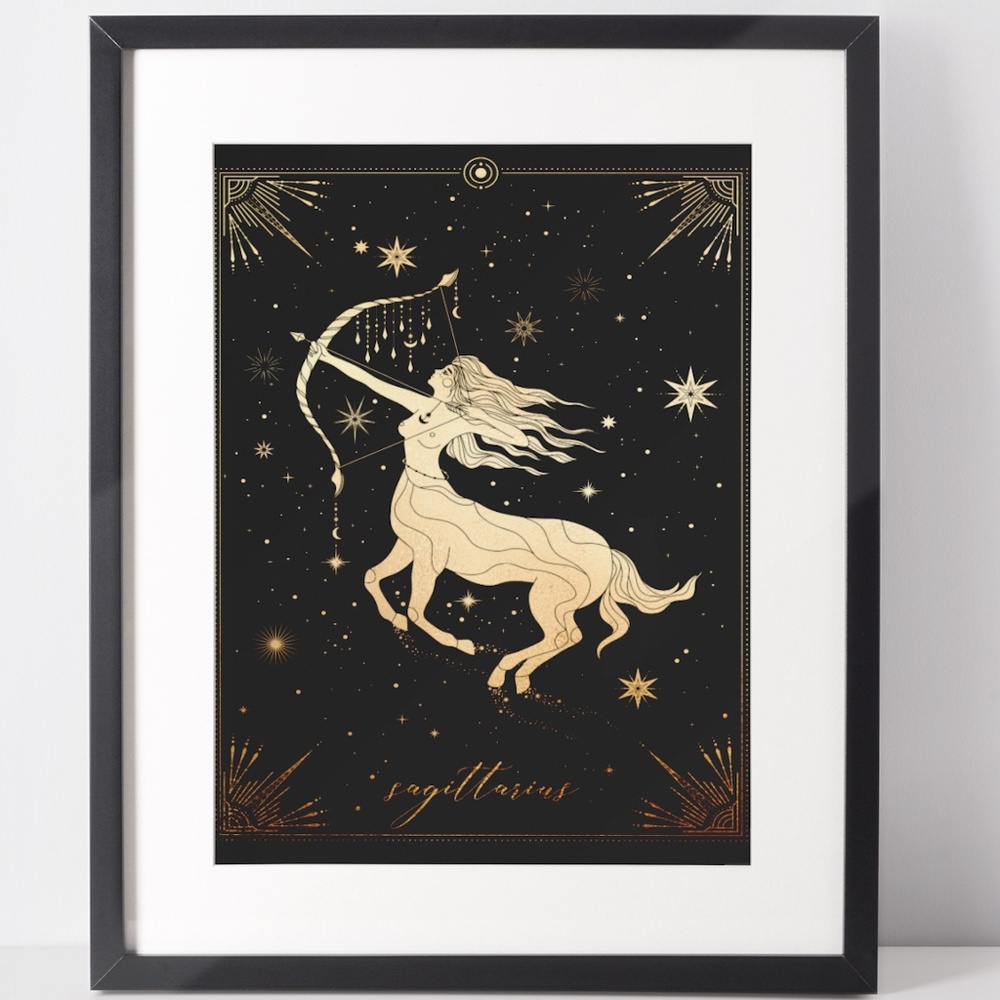 Sagittarius Wall Art Celestial Zodiac Print Poster Unframed